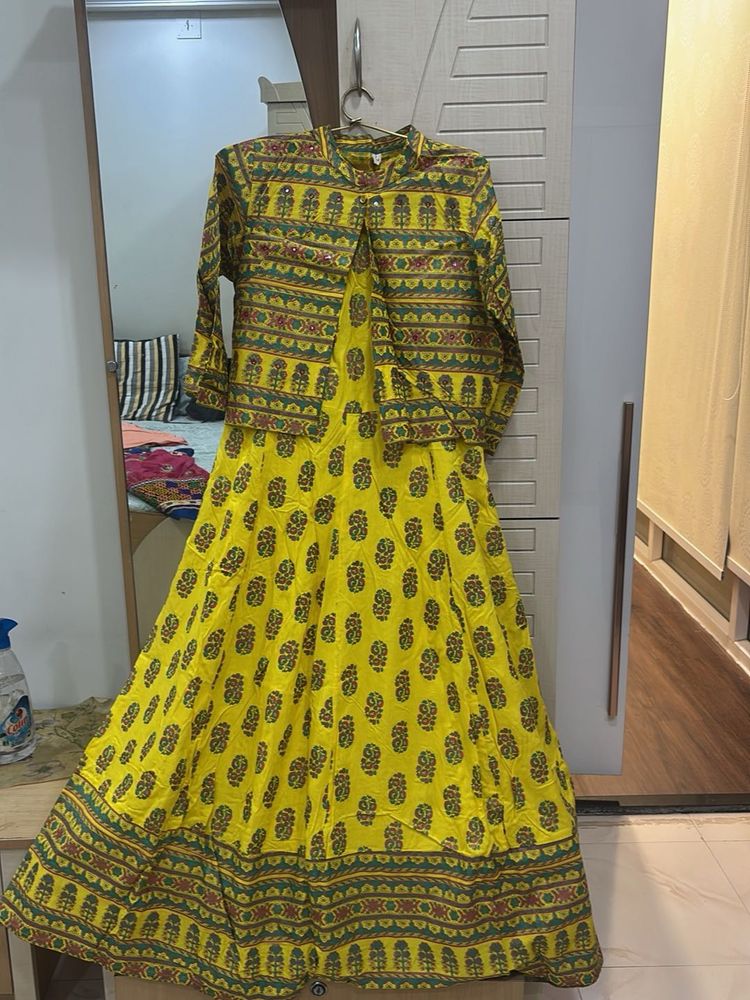 Vibrant Yellow Ethnic Kurta Set with Jacket