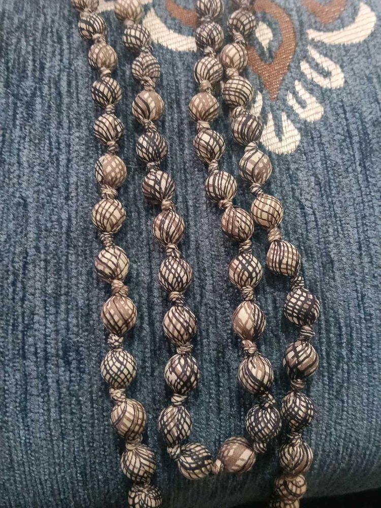 handmade fabric beads  long necklace single strand
