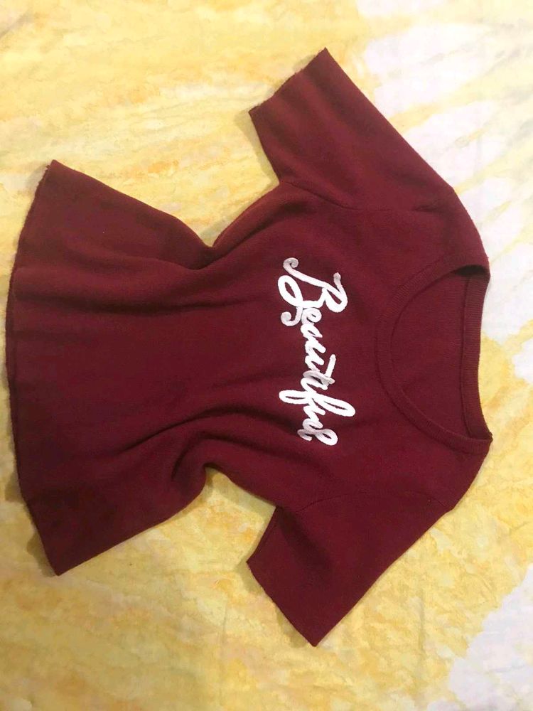 Maroon "Beautiful" Graphic T-Shirt