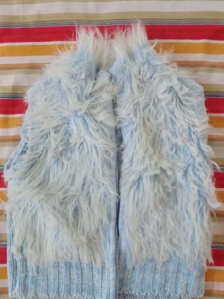 Cozy Faux Fur &amp; Knit Vest . Imported