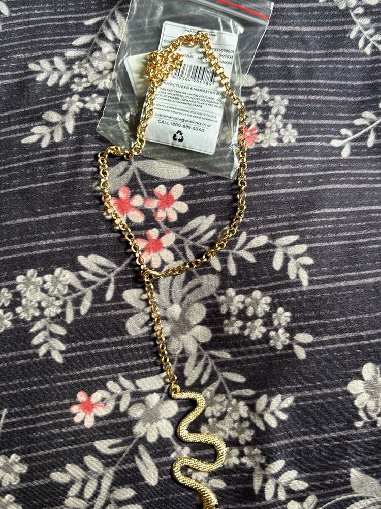 Gold Snake Pendant Necklace