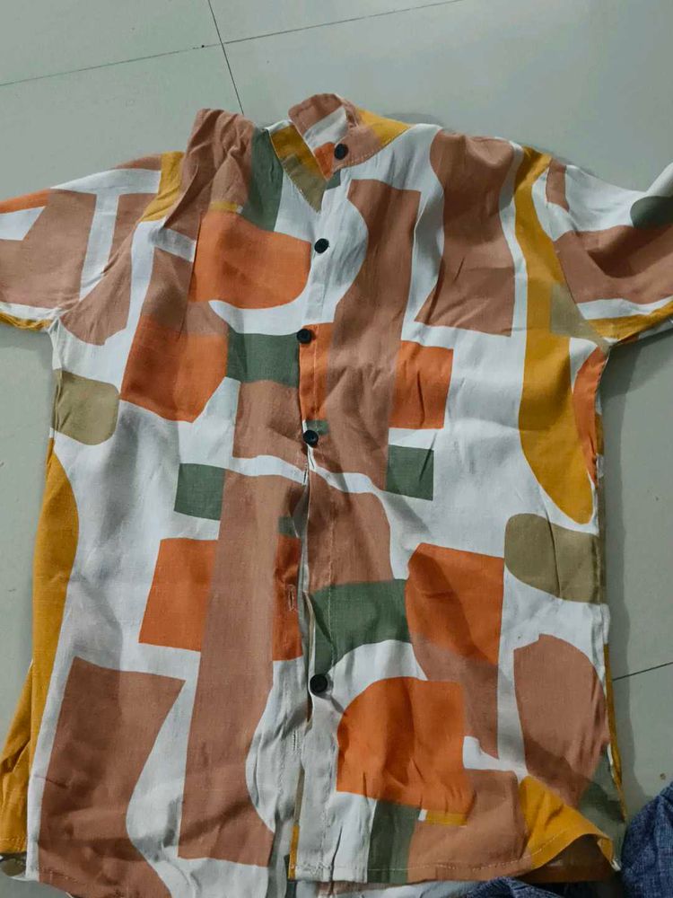 Abstract Pattern Shirt with cute strap top
