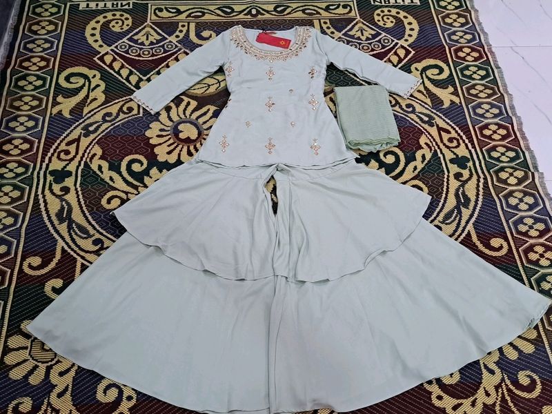 Vishudh Geometric Kurta With Sharara &amp;Dupatta Set