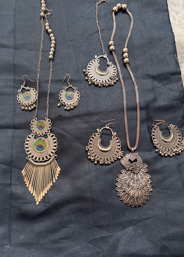 Oxidised Peacock Jewellery Set