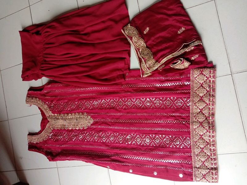 Suit -shirt+Sharara+Dupatta