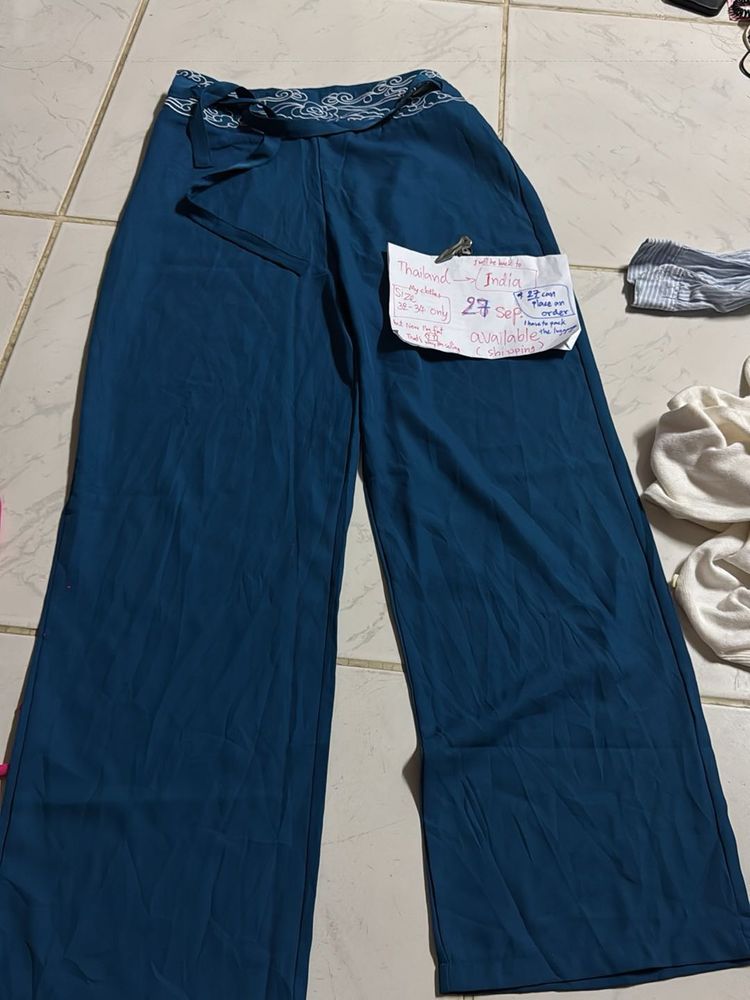 Teal Palazzo Pants28-32Tie at the waist