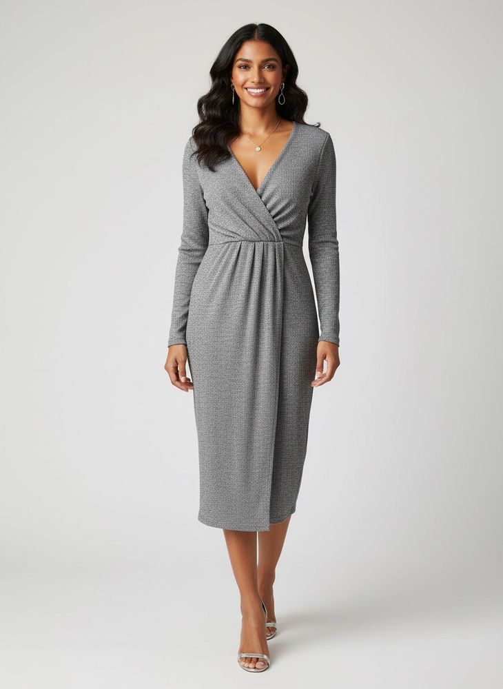 Women's Grey V-Neck Dress