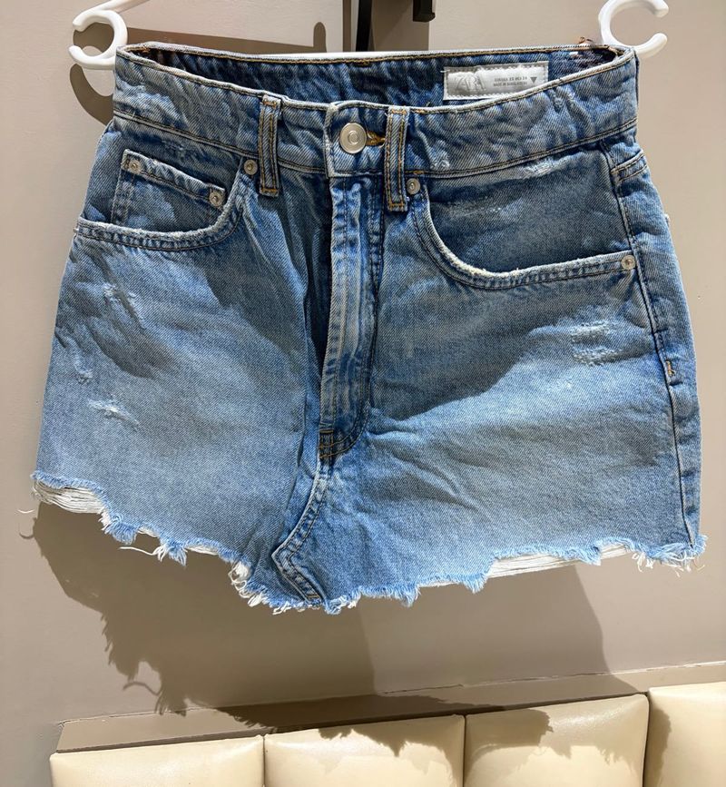 ZARA Light Wash Denim Skirt
