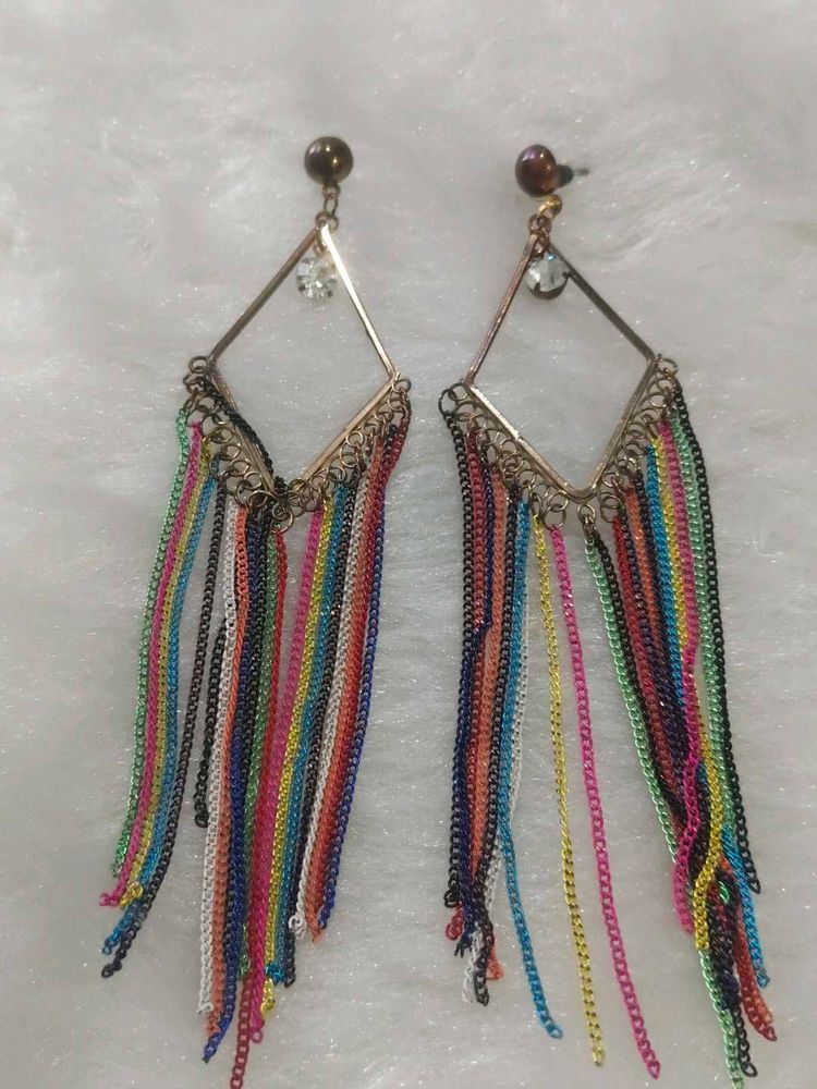 Boho Multi-Color Chain Dangle Earrings