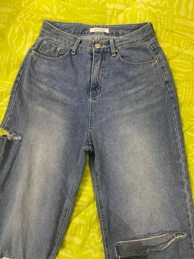 Blue Denim Straight Jean...Size Is S