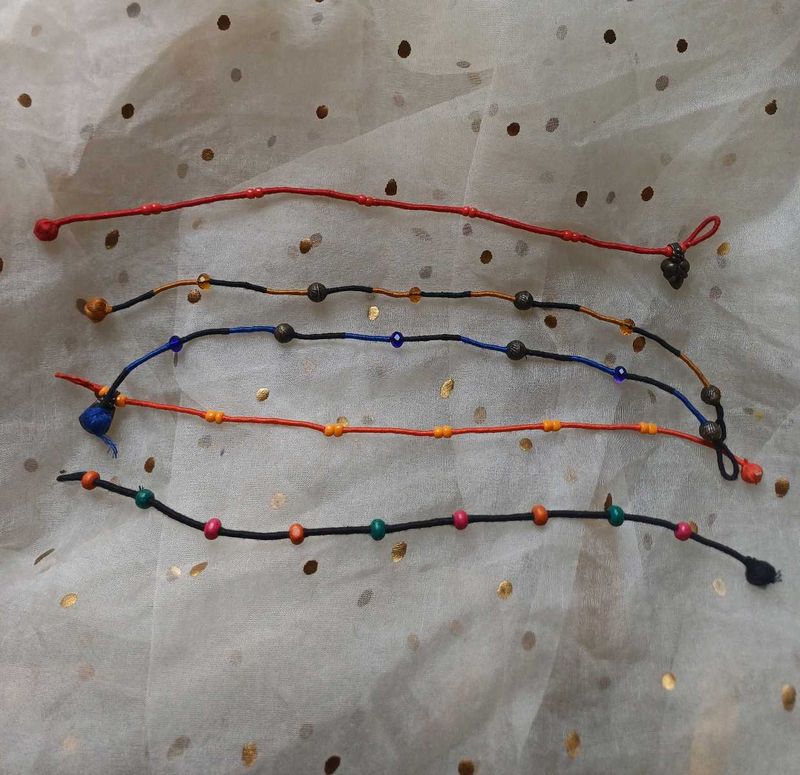 Handmade boho Colorful String anklet combo of 5