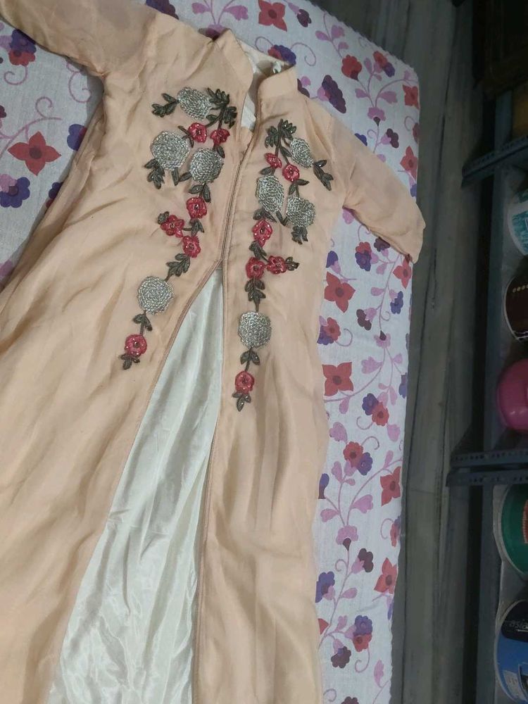 Peach Embroidered Kurta Set
