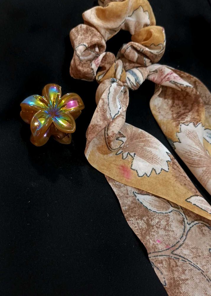 Chic Floral Hair Clip &amp; Scrunchie Set