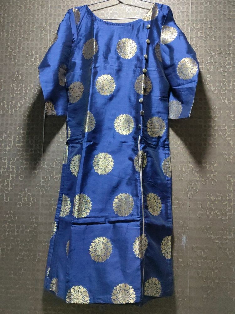Navy Blue Banarsi Kurti