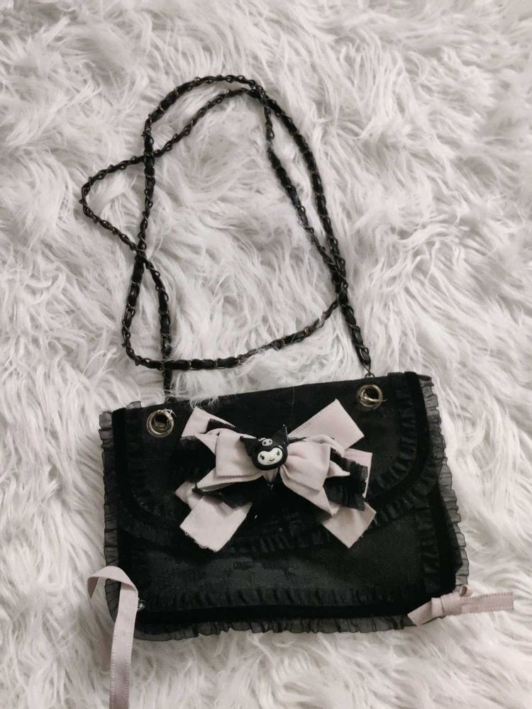 Kuromi Sanrio Black Bow Crossbody Bag
