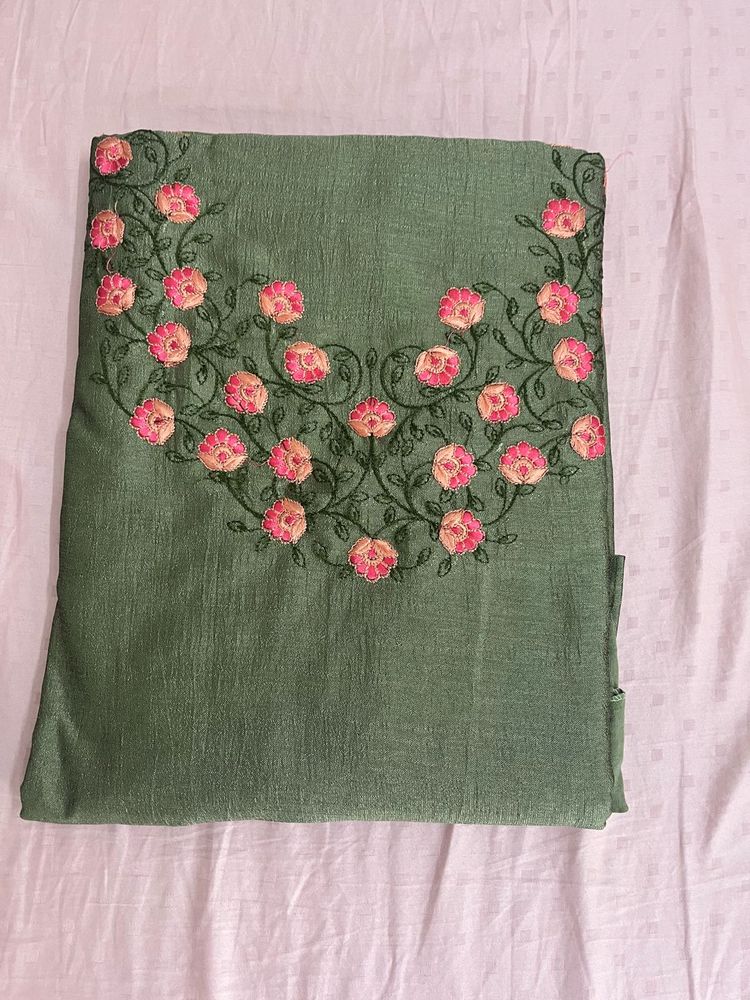 Embroidered Kurta with dupatta &amp; pyjami fabric