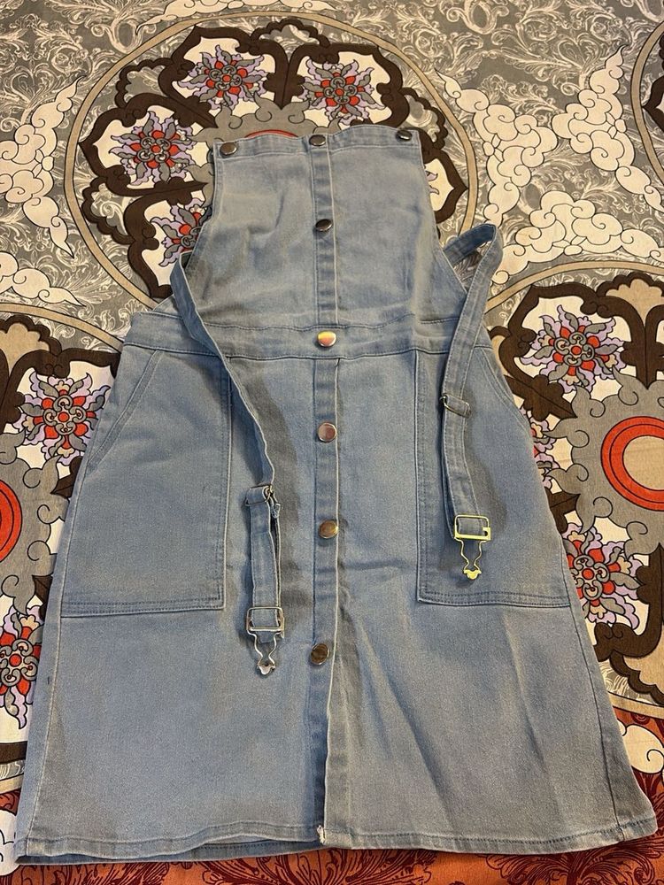 Cute Denim Pinafore Dress