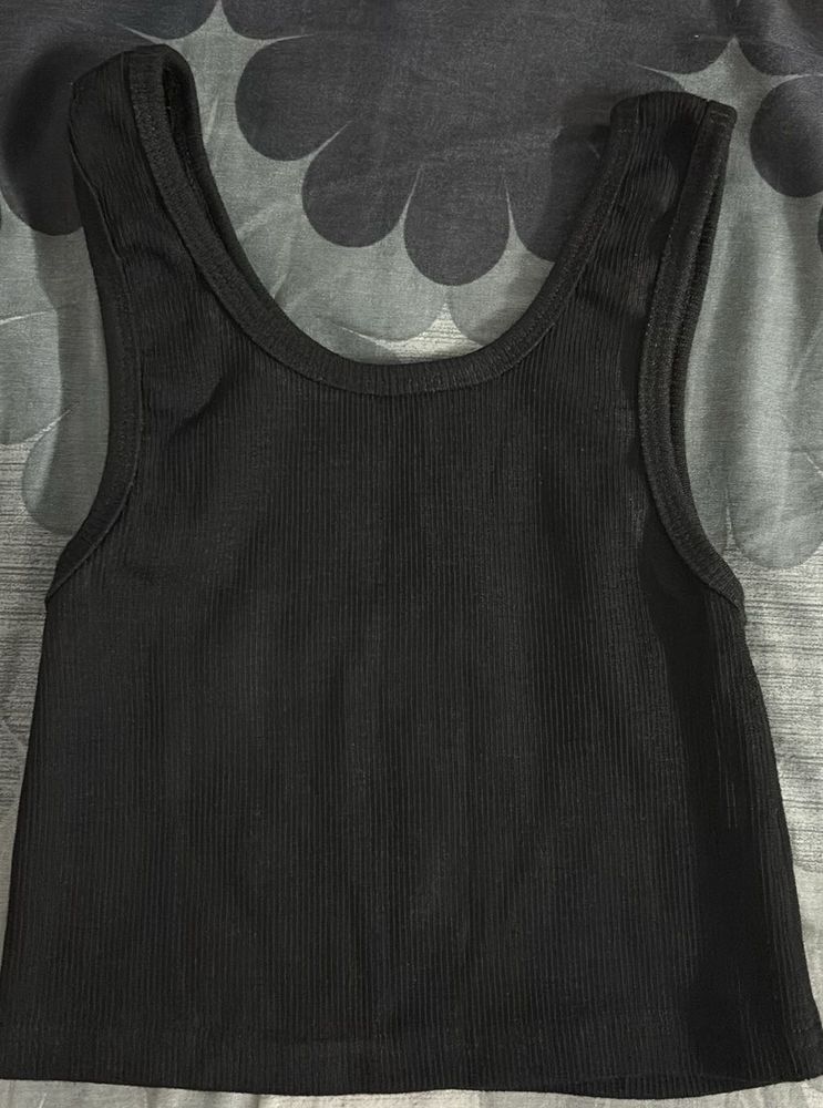 Black Ribbed Tank Top