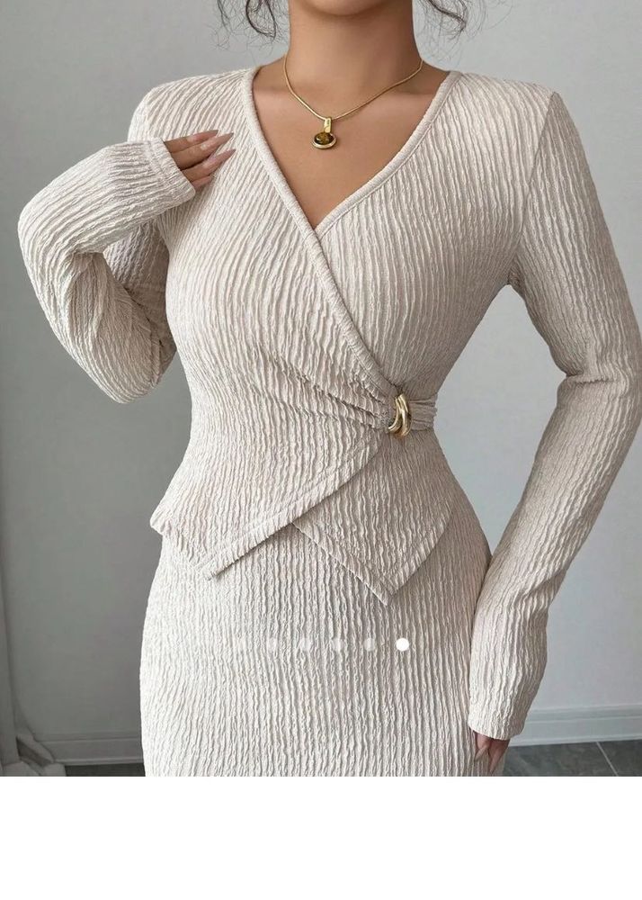 Chic Textured Wrap Dress