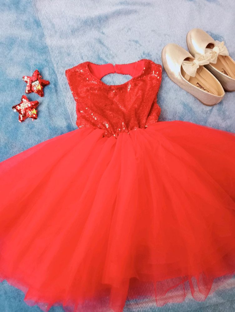 Girls red colour tutu dress for birthday party