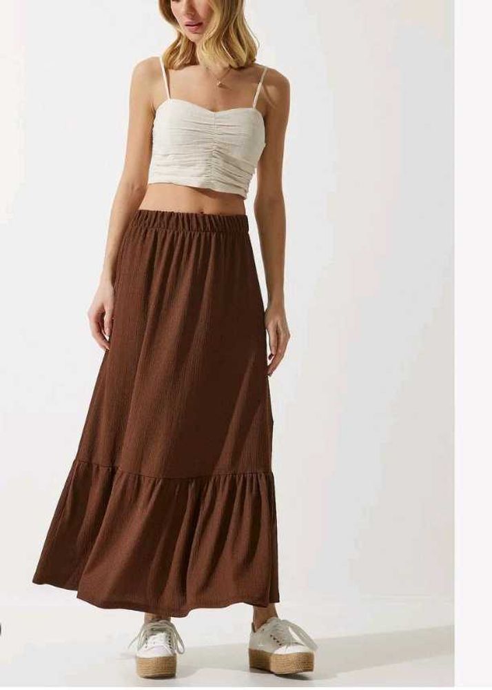 Flowy Boho Brown Maxi Skirt