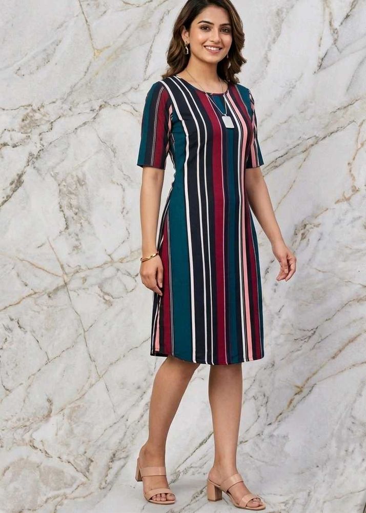 Chic Striped Short Sleeve Dress