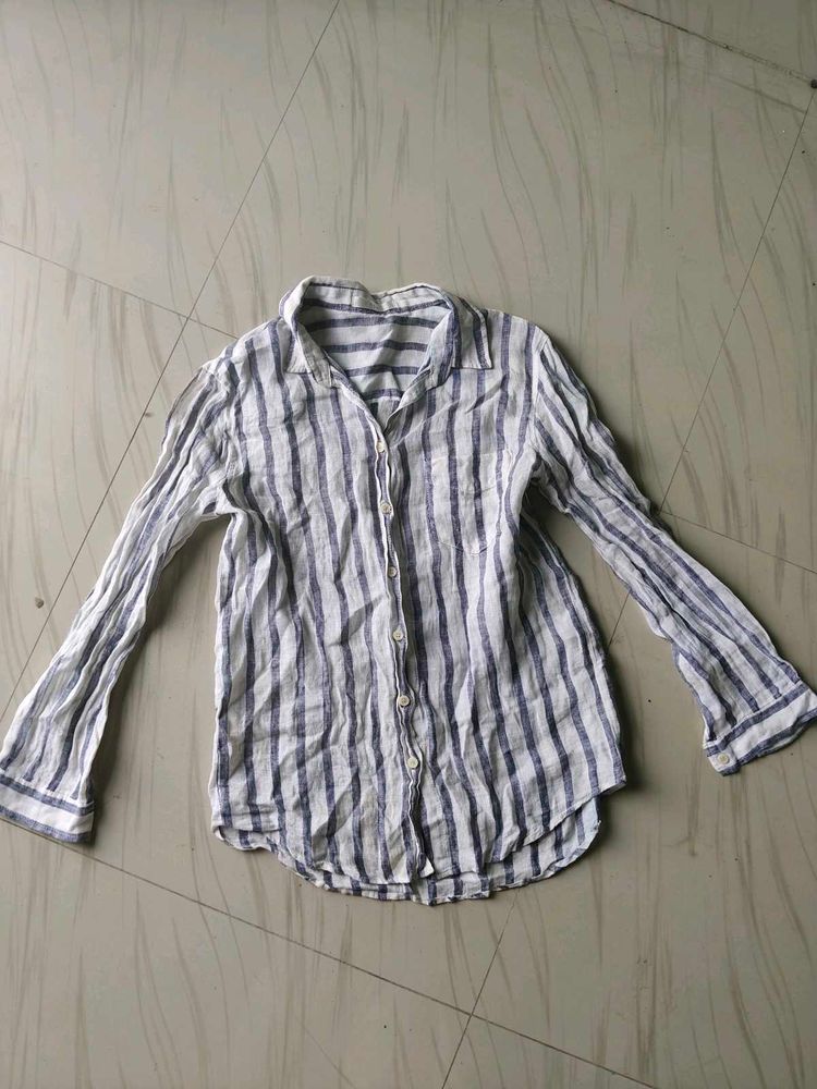 Striped Button-Up Casual Shirt