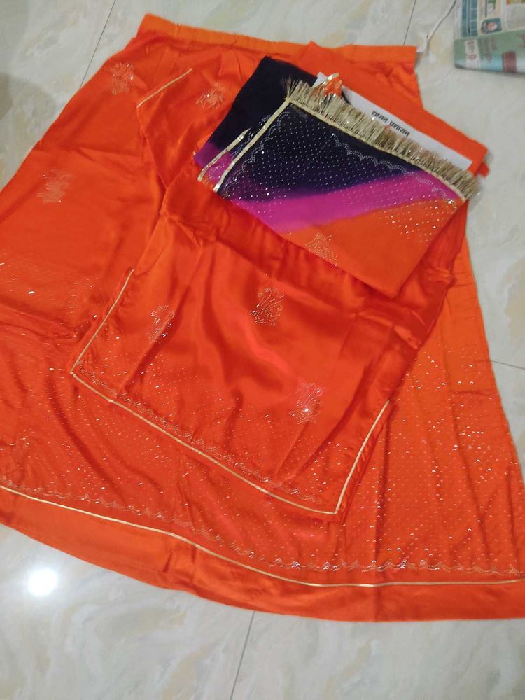 Vibrant Orange pitter work ..rajputi dress