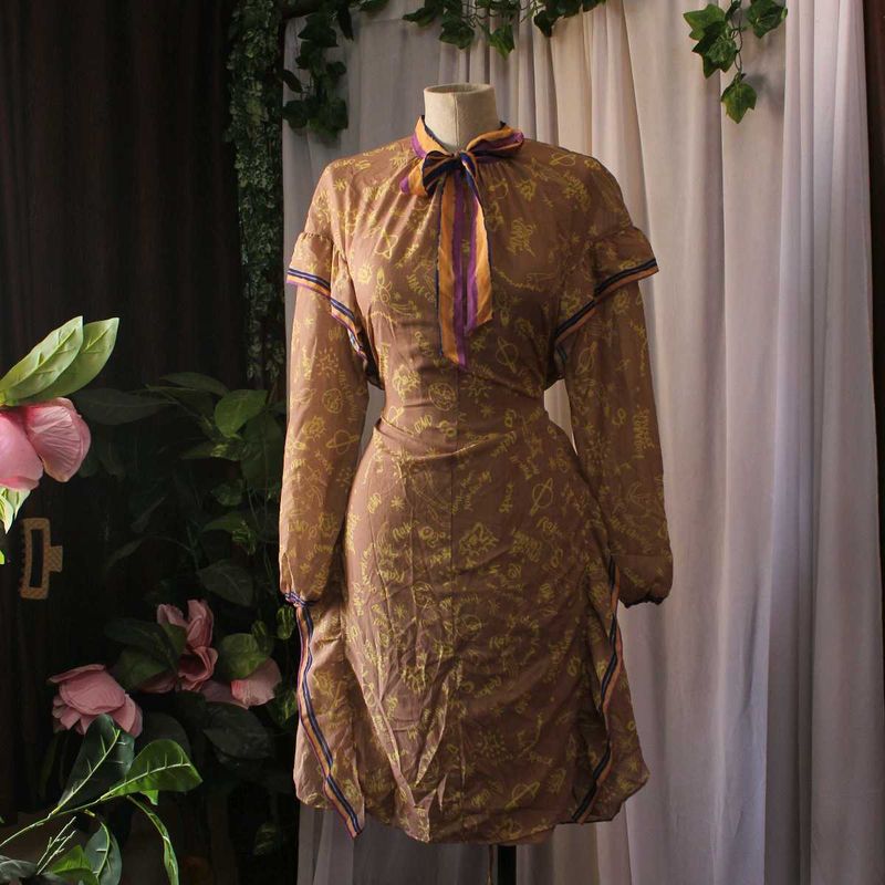 SALE-!Vintage Korean Brown Dress