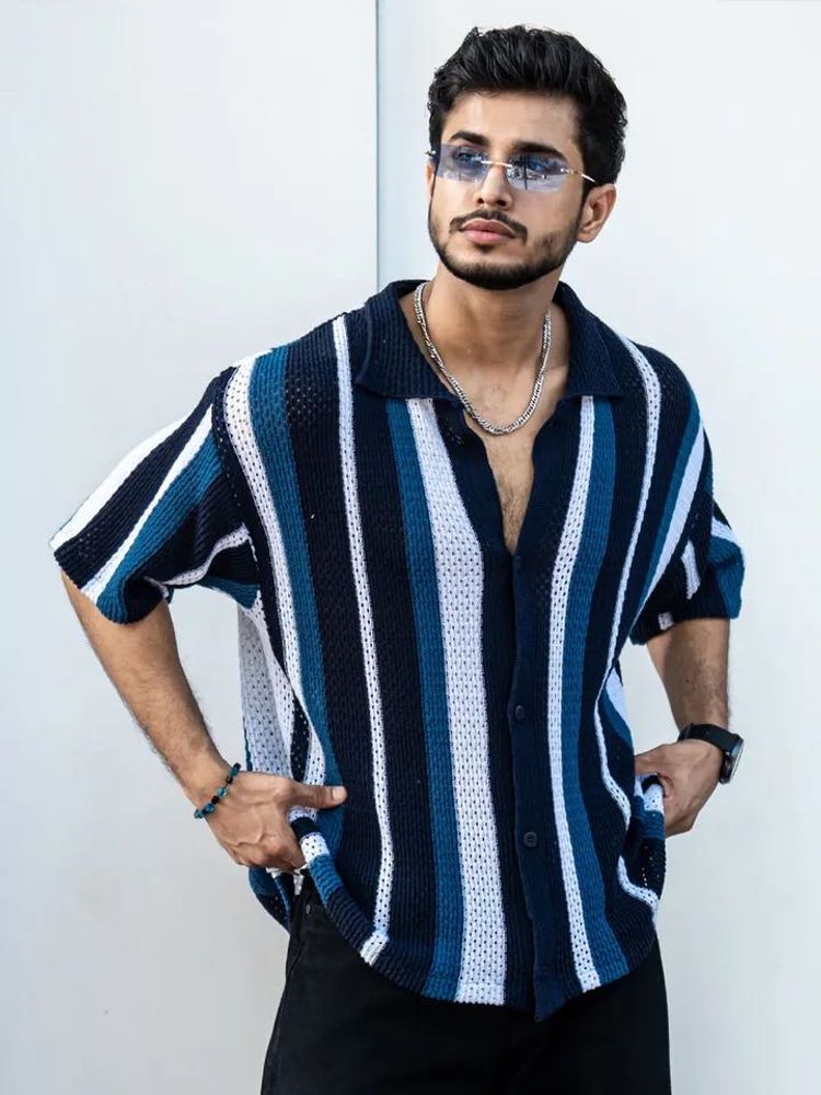 Men's Striped Knitted Shirt