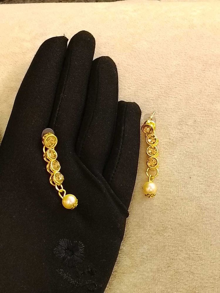 2Pair Elegant Gold Pearl Drop Earrings