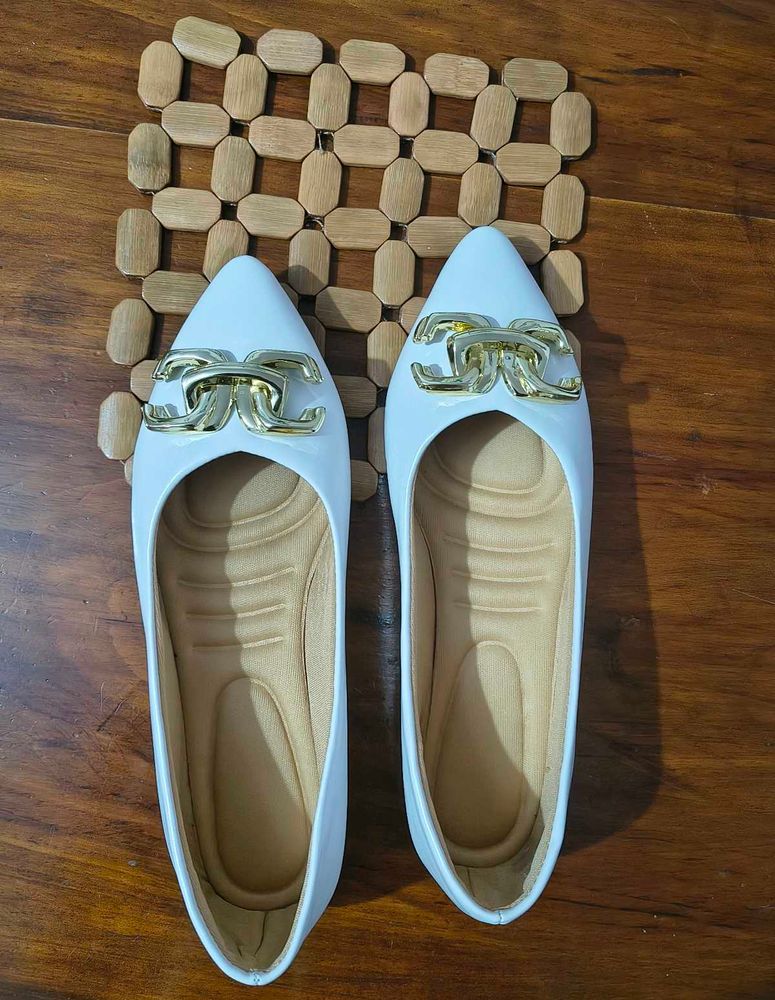 White Pointed Toe Flats