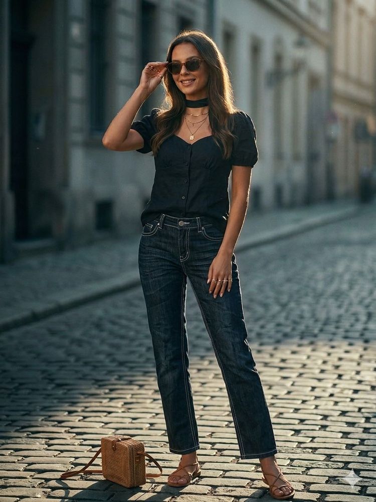 straight fit Classic Black Denim Jeans