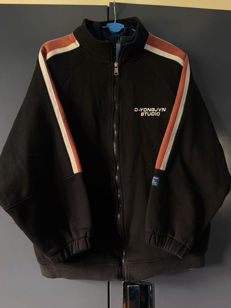 Black Zip-Up Track Jacket Casual wear