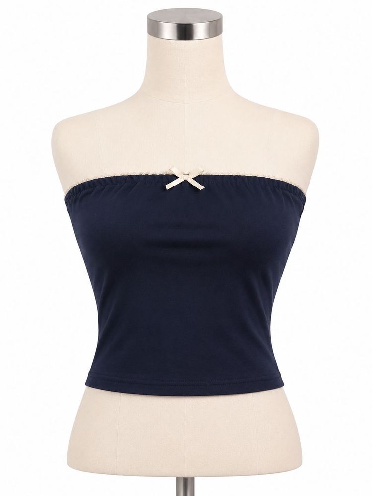 Navy Blue Tube Top with Bow