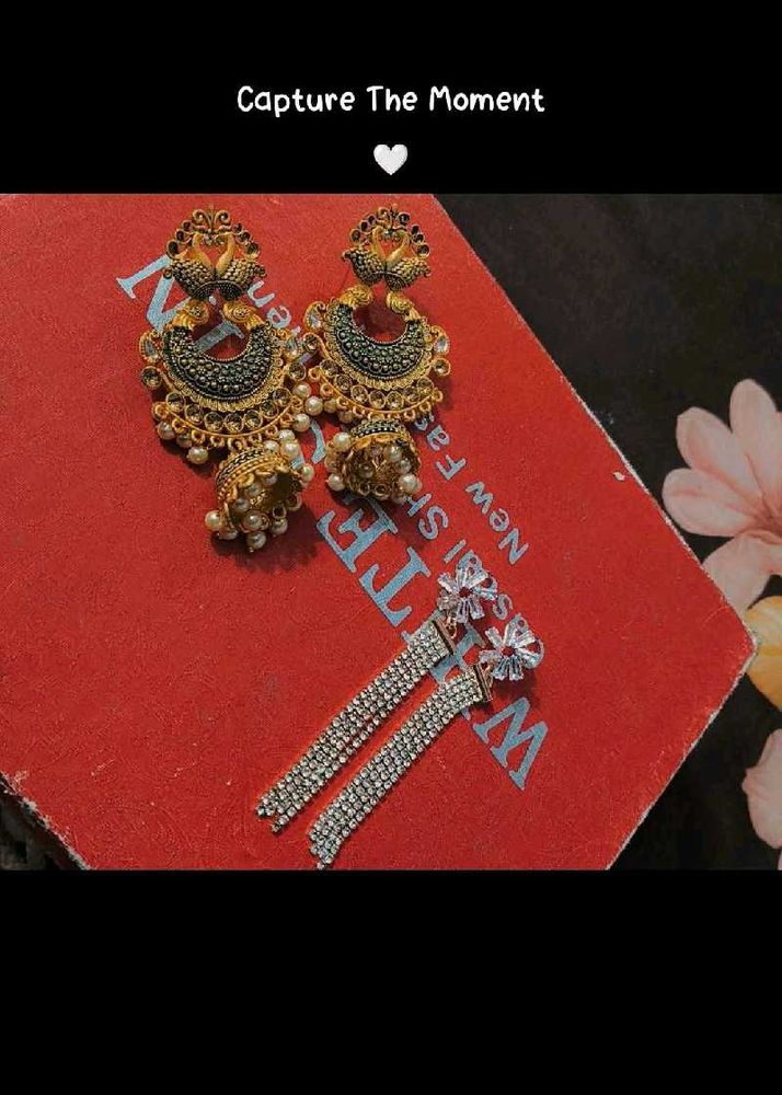 Stunning Peacock &amp; Diamond Dangle Earring 2