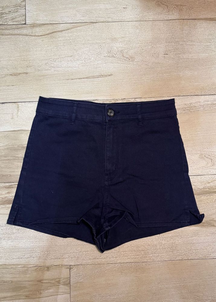 Navy Blue High-Waisted Shorts