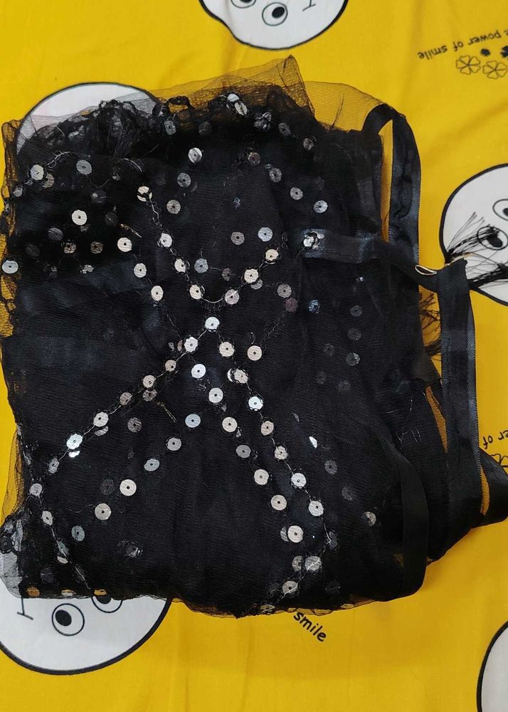 Sparkling Black Tulle Scarf