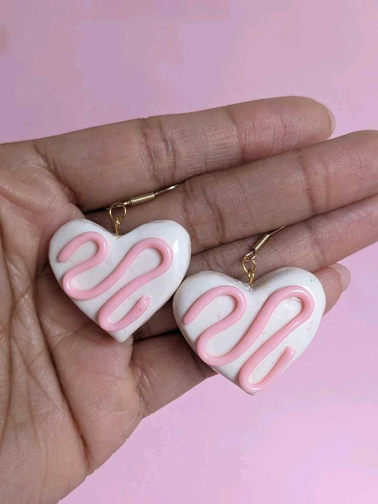 White Candy Heart Earrings