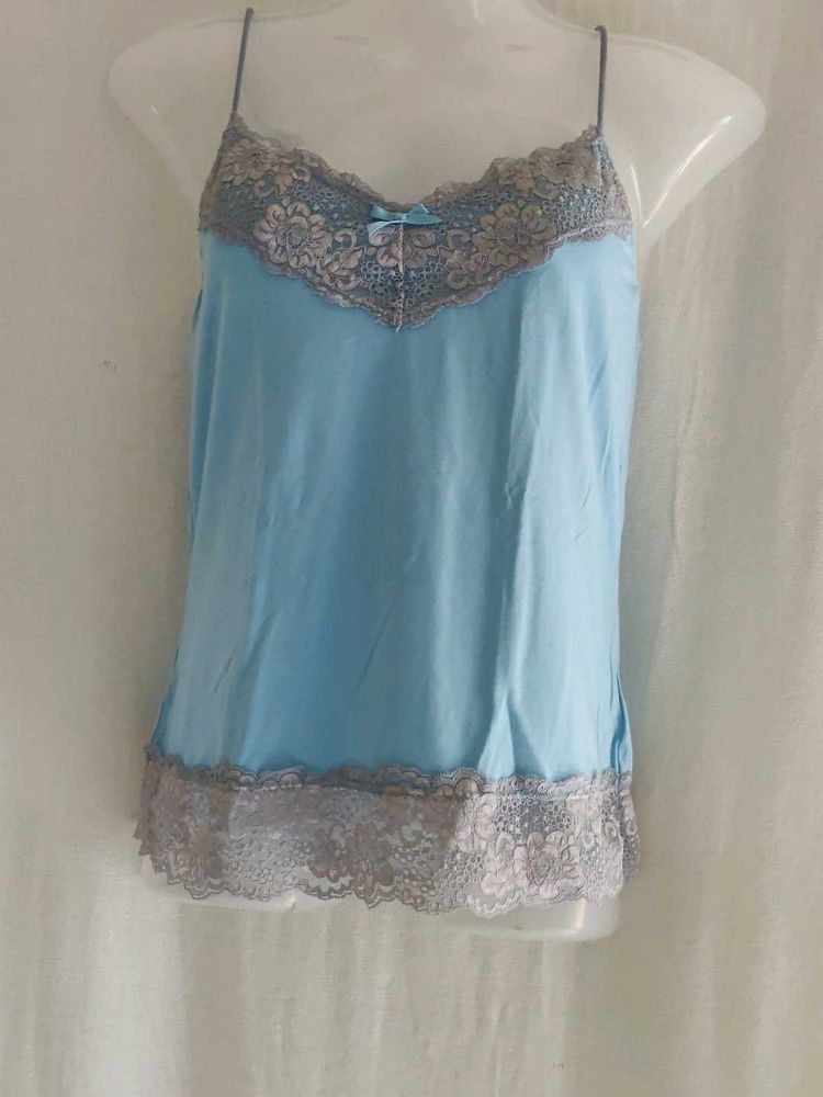 Light Blue Lace Trim Camisole