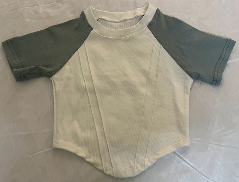 Olive &amp; White Corset Tee