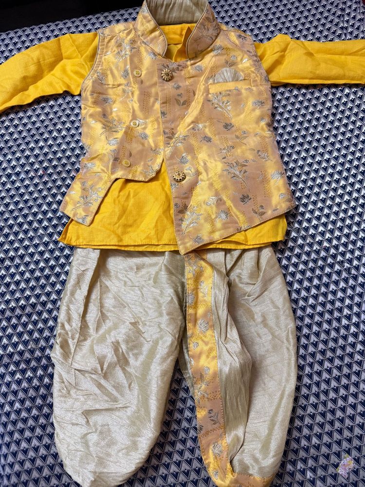Baby Boys Festive Silk Kurta Dhoti Set 6-12M