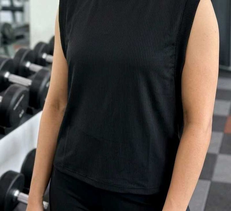 Black Ribbed Sleeveless Top