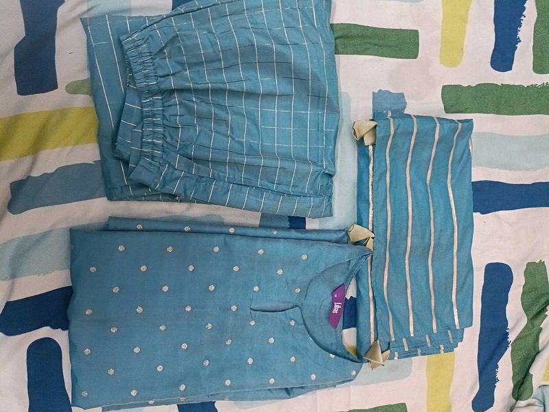 Blue Kurta Set with Pants &amp; Dupatta