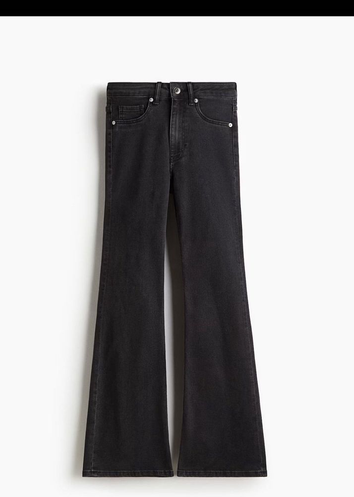 H&amp;M chatcoal High-Waisted Flared Jeans
