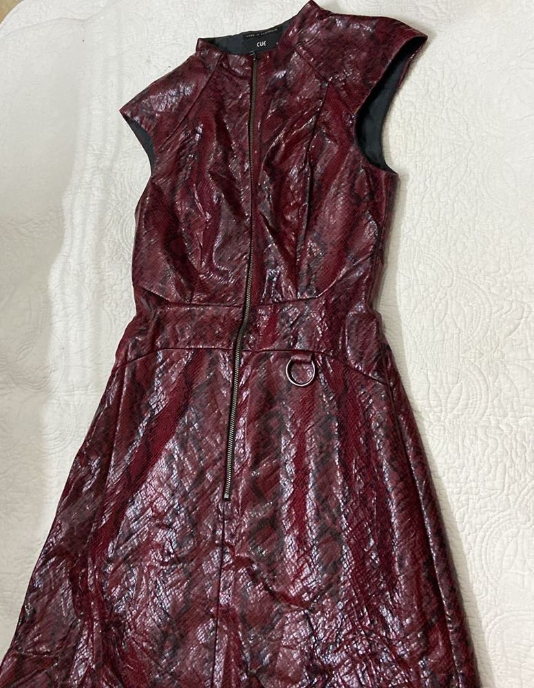 Burgundy Faux Leather Dress