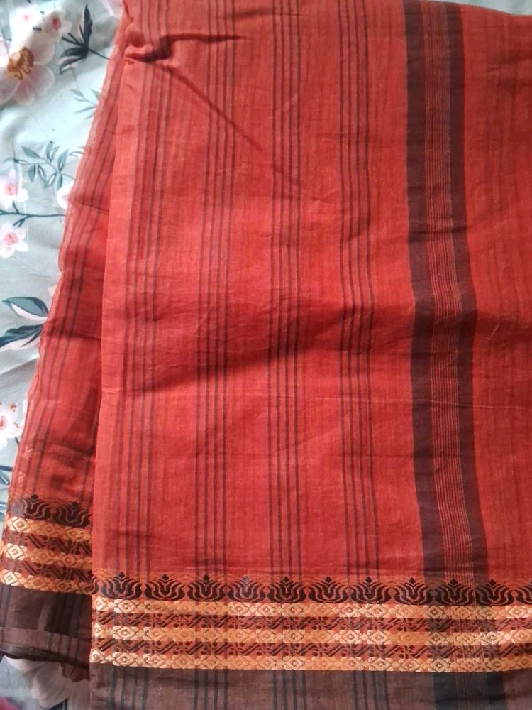 Bengal Cotton Saree with Striped Pattern