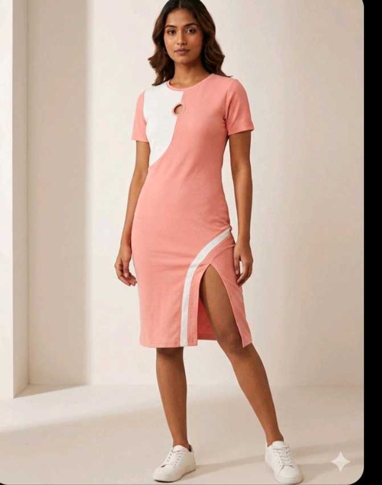 Chic Color Block Cutout Dress(L)