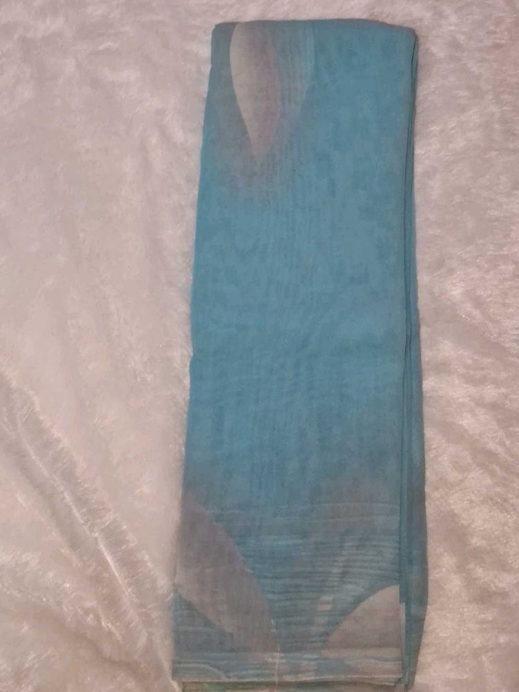 Elegant Blue Saree without blouse