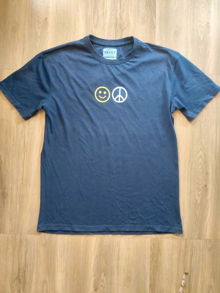Blue T-Shirt with Smiley &amp; Peace Sign